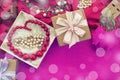 Decorative composition preparation for the holiday Decoration gifts Royalty Free Stock Photo