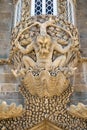 Decorative corbel in form of Triton under the oriel window in Pena Palace. Sintra. Portugal