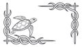 Decorative Corner with Sea Turtle and Chains, vector design Generative AI Royalty Free Stock Photo
