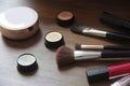 Decorative cosmetics, eye shadow, lipstick, makeup brushes