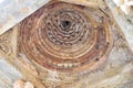 Decorative cravings inside a dome in the Qutb Minar Tower