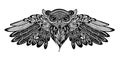 Decorative Creative Owl style. Tattoo symbol. Vecto illustration Royalty Free Stock Photo