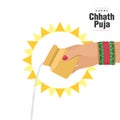 Decorative Creative Template for Chhath Puja Festival. An Indian Festival. Editable Illustration. Royalty Free Stock Photo