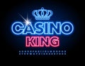 Vector neon banner Casino King Alphabet set Royalty Free Stock Photo