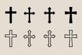 Decorative crucifix religion catholic symbol, Christian crosses. orthodox faith church cross icons design Royalty Free Stock Photo