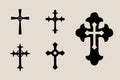 Decorative crucifix religion catholic symbol, Christian crosses. orthodox faith church cross icons design