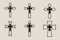 Decorative crucifix religion catholic symbol, Christian crosses. orthodox faith church cross icons design Royalty Free Stock Photo