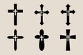 Decorative crucifix religion catholic symbol, Christian crosses. orthodox faith church cross icons design Royalty Free Stock Photo