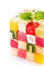 Decorative cube of colorful tropical fruit squares Royalty Free Stock Photo