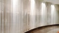 Decorative curtains in large corridor in an open mall with white lightning