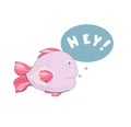 Decorative cute fish with text balloon