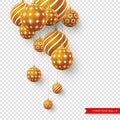 Decorative 3d Christmas brown balls with pattern.