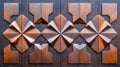 Decorative dark wood wall panel showing a repeating geometric pattern Royalty Free Stock Photo