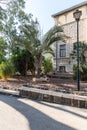 Decorative decorated yard of the Beatitude Monastery located on the mountain on the coast of the Sea of Galilee - Kinneret