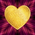 Decorative Design Element Heart of Golden Glitters Isolated on P