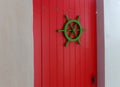 Decorative design element of a wooden door.