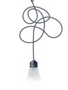 Decorative design lightbulb. Messy line and bulb. Idea concept with outline lamp. Doodle tangled cord with knot and