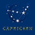A decorative design of zodiac constellation capricorn with lettering name Royalty Free Stock Photo