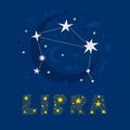 A decorative design of zodiac constellation Libra with lettering name Royalty Free Stock Photo