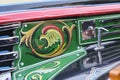 Decorative detail of a 1942 Chevrolet bus. Dragon in the fileteado porteÃÂ±o style