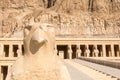 Decorative detail in the temple of queen Hatshepsut in ancient Thebes, Luxor, Egypt Royalty Free Stock Photo