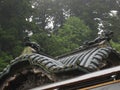 Decorative details of traditional Japanese shrine and temple