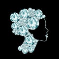 Decorative diamond female profile portrait, Royalty Free Stock Photo