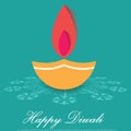 Decorative Diwali Lamps, happy diwali greeting card flat design