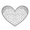 Decorative doodle heart. Valentines day print design. Coloring book page Royalty Free Stock Photo