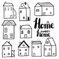 Decorative doodle houses collection Royalty Free Stock Photo