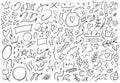 Decorative doodles. Hand drawn pointing arrow, outline shapes and doodle frames vector illustration set Royalty Free Stock Photo