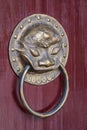 Decorative door handle on entrance to home in Guilin China