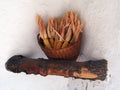 Decorative Dried Corn Cobs in Wicker Basket, Poble Espanyol, Barcelona, Spain Royalty Free Stock Photo