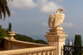 A decorative eagle statue is in the Bahai Garden, located on Mount Carmel in the city of Haifa,