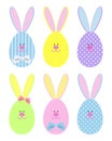 Decorative Easter bunnies. Set of Easter eggs in the form of rabbits