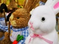 Decorative Easter bunnies white and brown