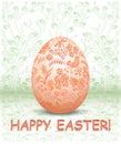 Decorative easter egg on green floral background - vector card Royalty Free Stock Photo