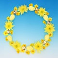 Decorative Easter Egg Wreath with Flowers and Eggs