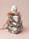 Decorative egg atop patterned pastel boxes Royalty Free Stock Photo