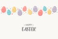 Decorative eggs on background with Happy Easter wishes. Vector Royalty Free Stock Photo