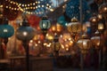 Decorative EidalAdha lanterns hanging in a. generative ai Royalty Free Stock Photo