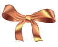 Decorative element. Bronze bow on a white background. Festive ribbon Royalty Free Stock Photo