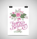 Decorative element floral birthday card. A Summer invitation card.