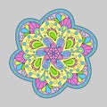 Decorative Element Isolated Mandala of Pastel Colors.