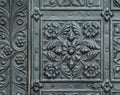 Decorative element of the old iron door.