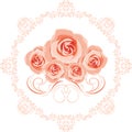 Decorative element with pink roses for greeting card design Royalty Free Stock Photo