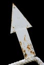 Decorative element of a rural fence - iron rusty white arrow