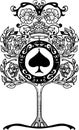 Decorative element with tree, crown and spades sign