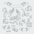 Decorative elements in baroque style. Victorian ornament, acanthus leaves