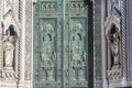 Fragment of the facade of cathedral Santa Maria del Fiore Duomo, Florence, Italy Royalty Free Stock Photo